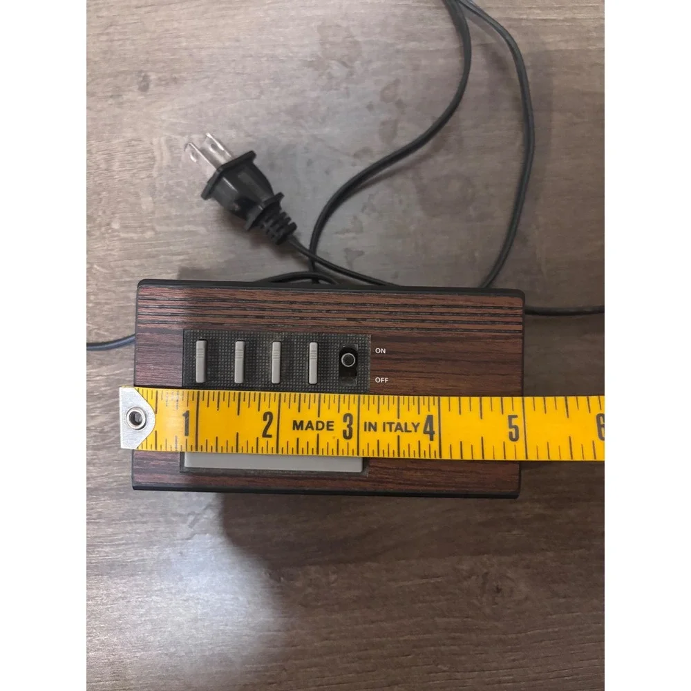Vintage Cosmo Time Wood Grain Digital Alarm Clock Red LED Solid State